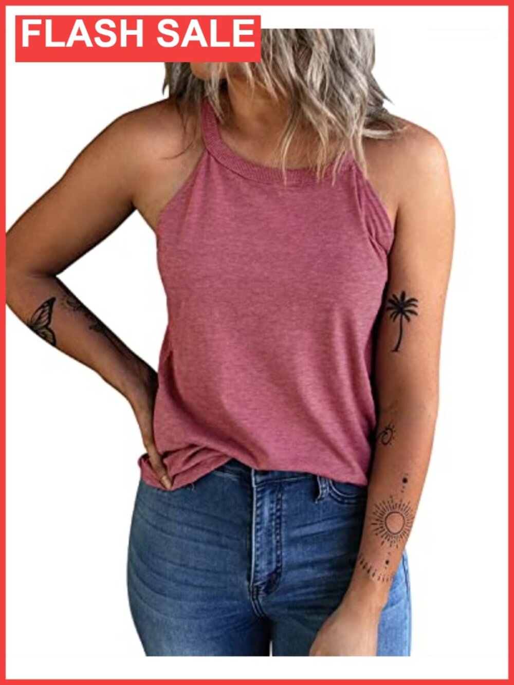 Sleeveless Halter Tank Top Loose Fit Workout Cami